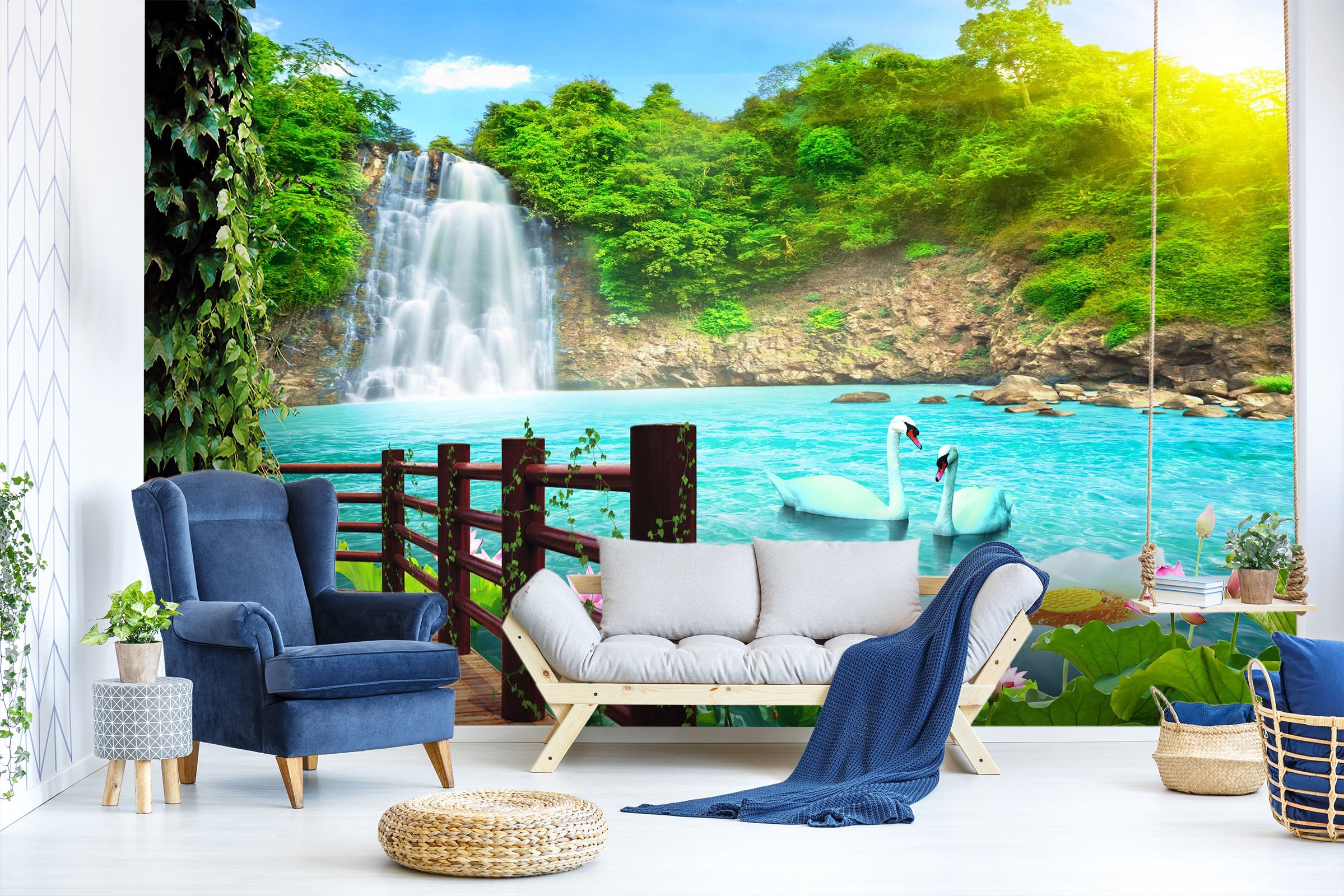 3D Swan Lake 1407 Wall Murals