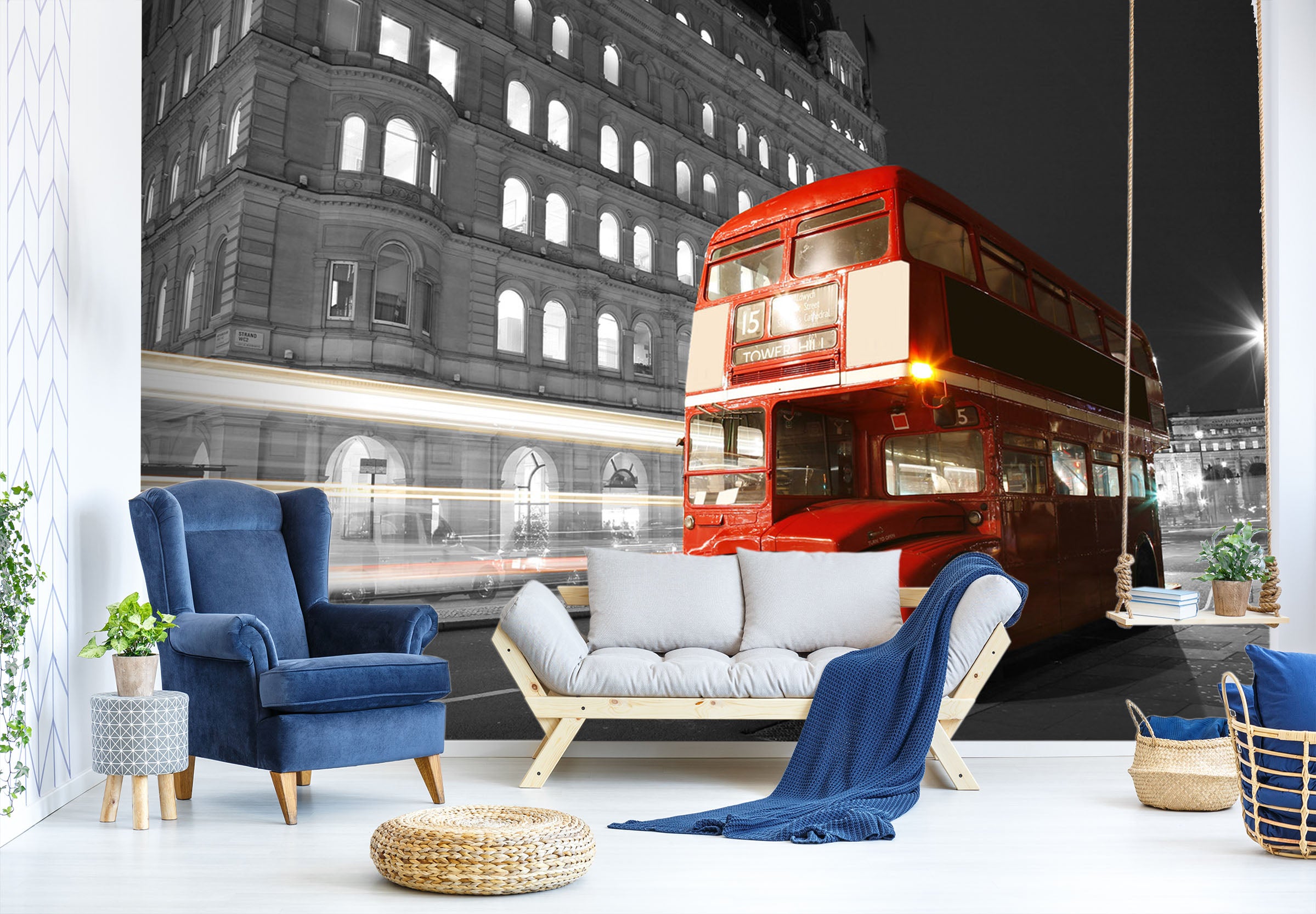 3D Double Decker Bus 244 Vehicle Wall Murals