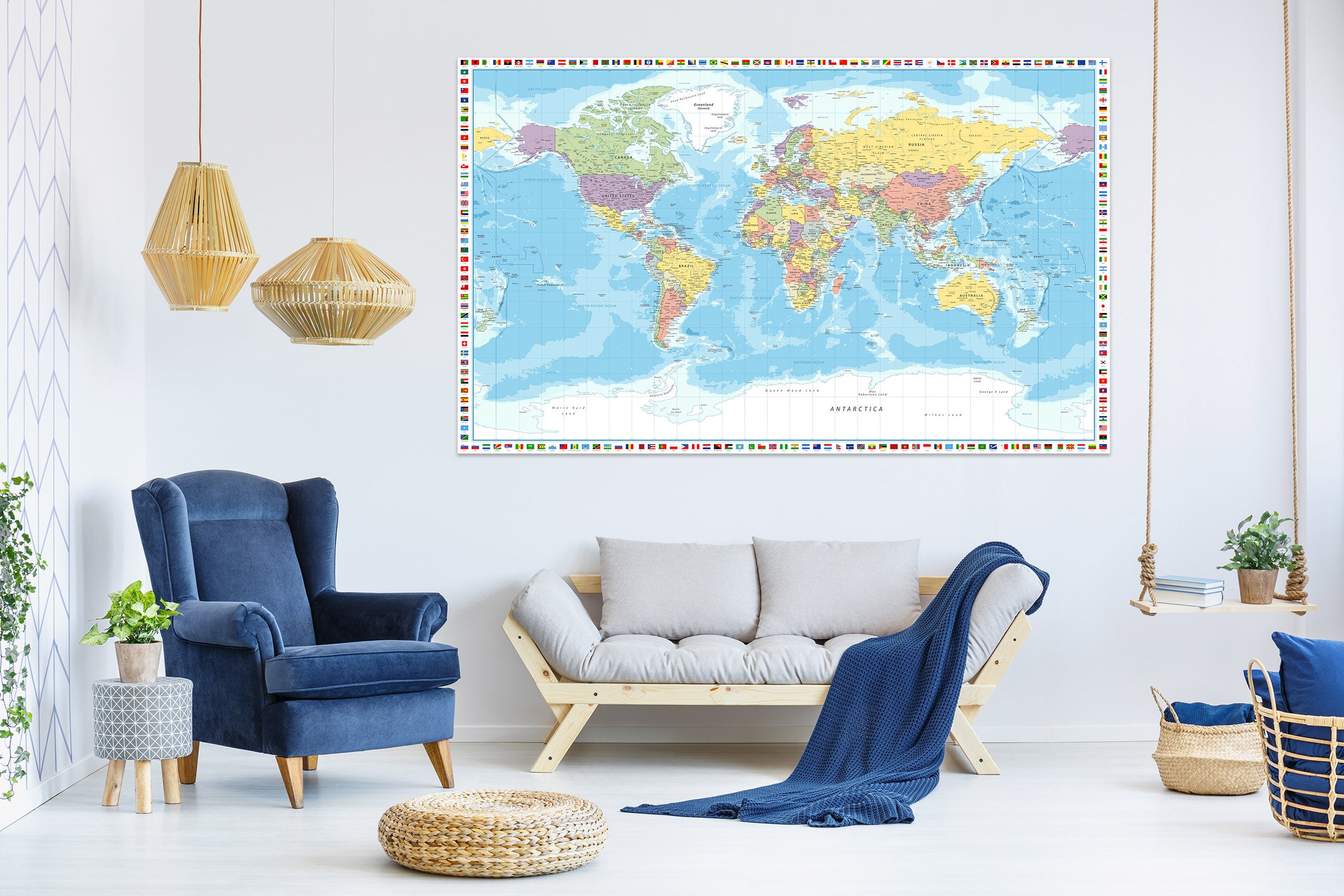 3D Rich Land 285 World Map Wall Sticker
