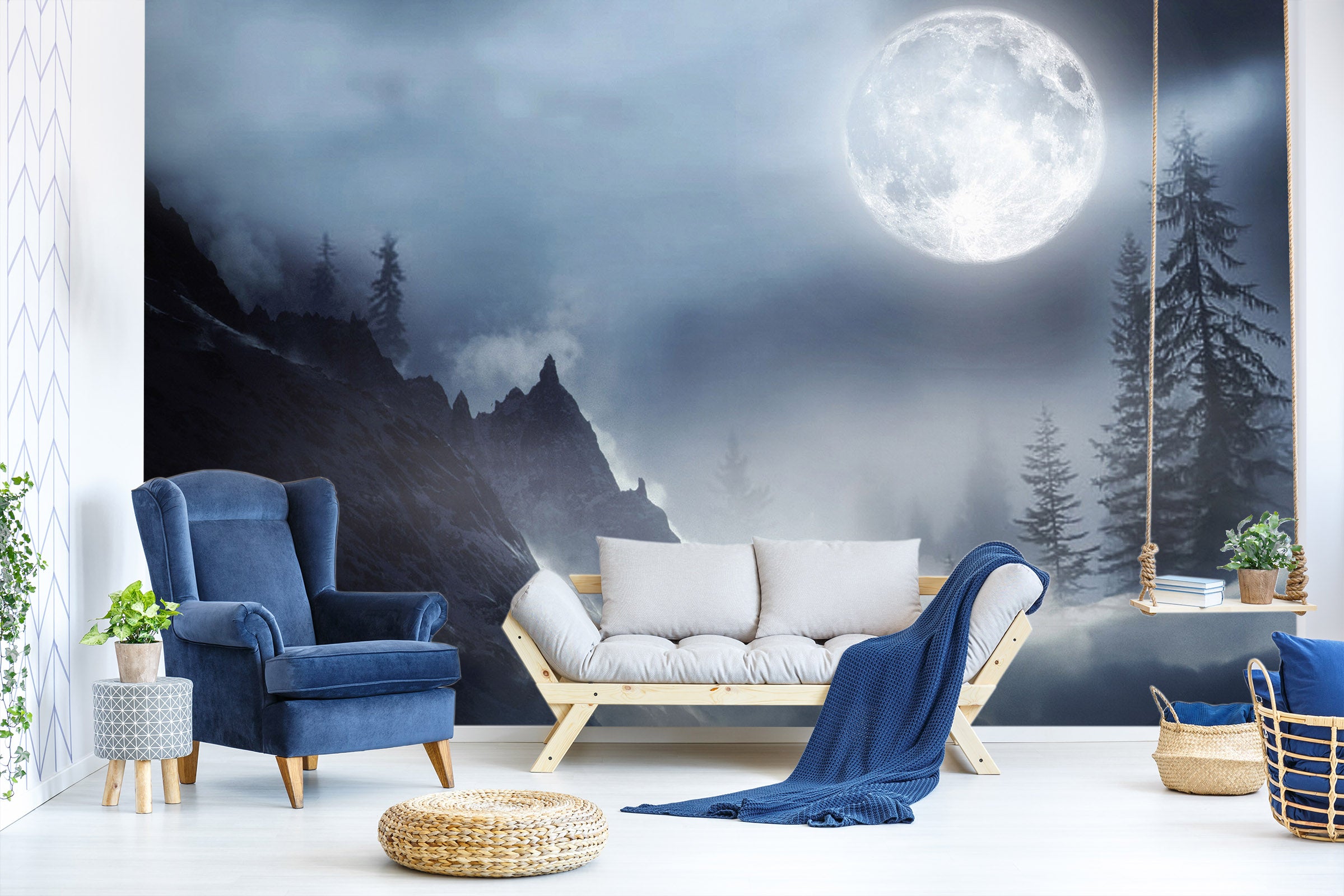 3D Moon Night View 030 Wall Murals