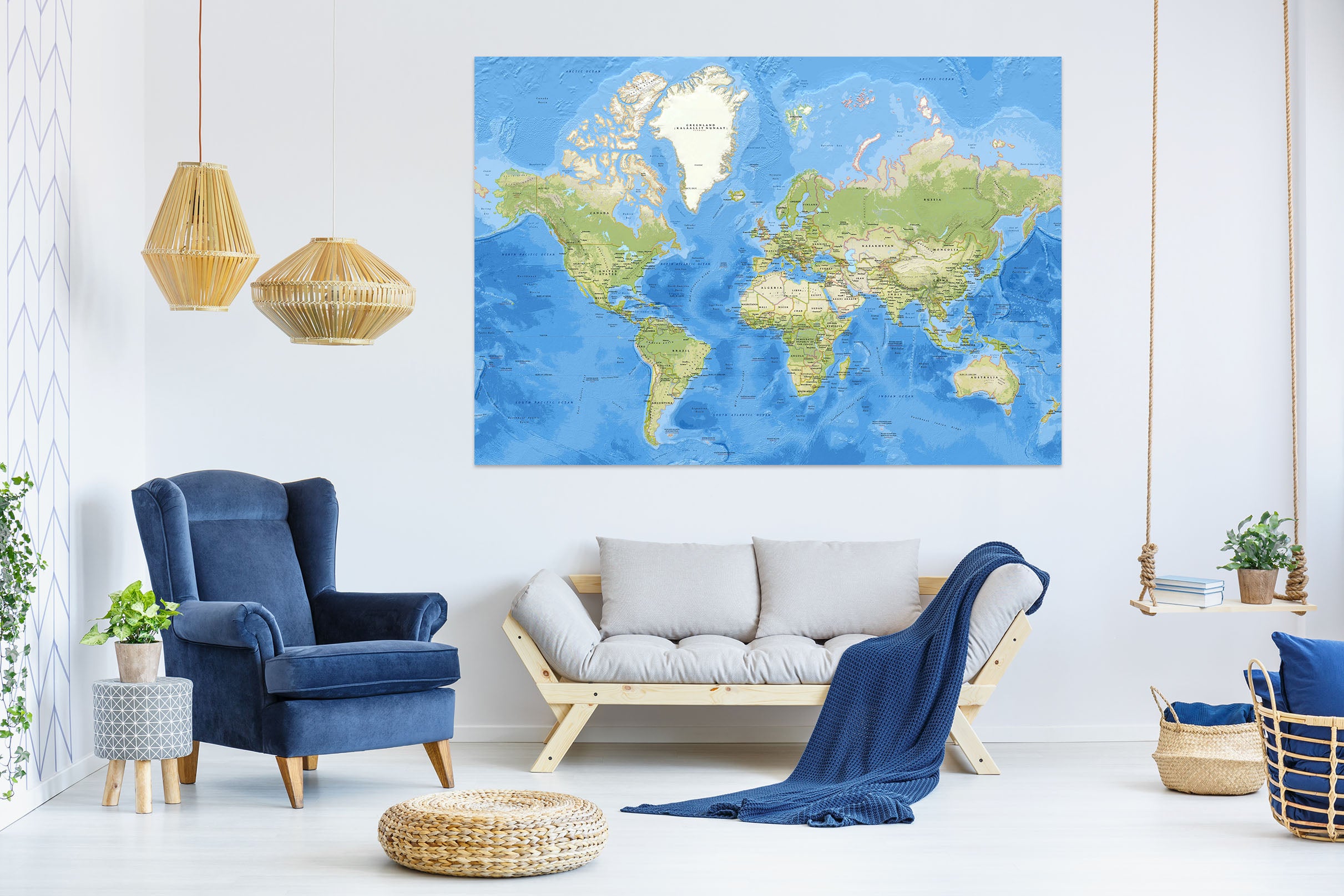 3D Oasis Sea 273 World Map Wall Sticker