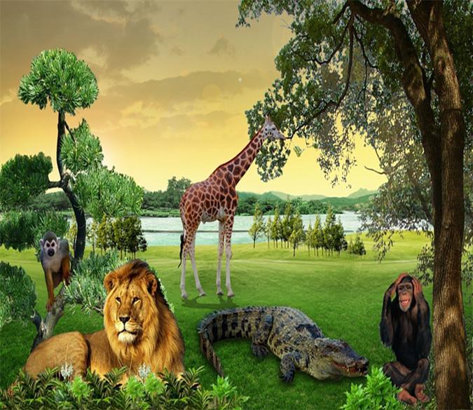 3D Lion Giraffe Forest 362 Wallpaper AJ Wallpaper 