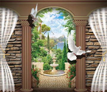 3D Flying Pigeon Garden 538 Wallpaper AJ Wallpaper 