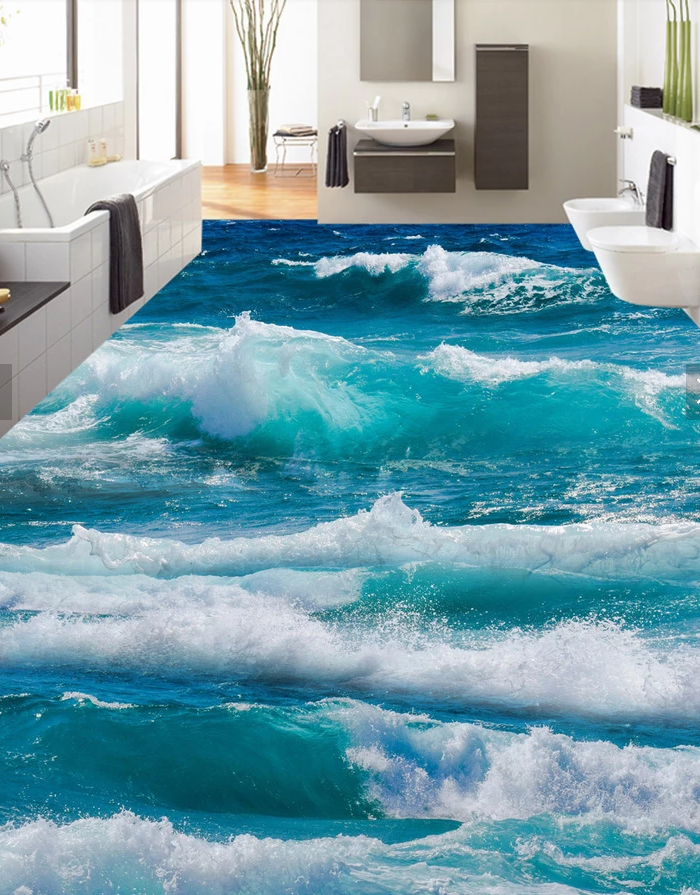 3D Churning Waves 611 Floor Mural  Wallpaper Murals Rug & Mat Print Epoxy waterproof bath floor