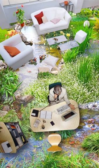 3D Water Upstream 369 Floor Mural Wallpaper AJ Wallpaper 2 