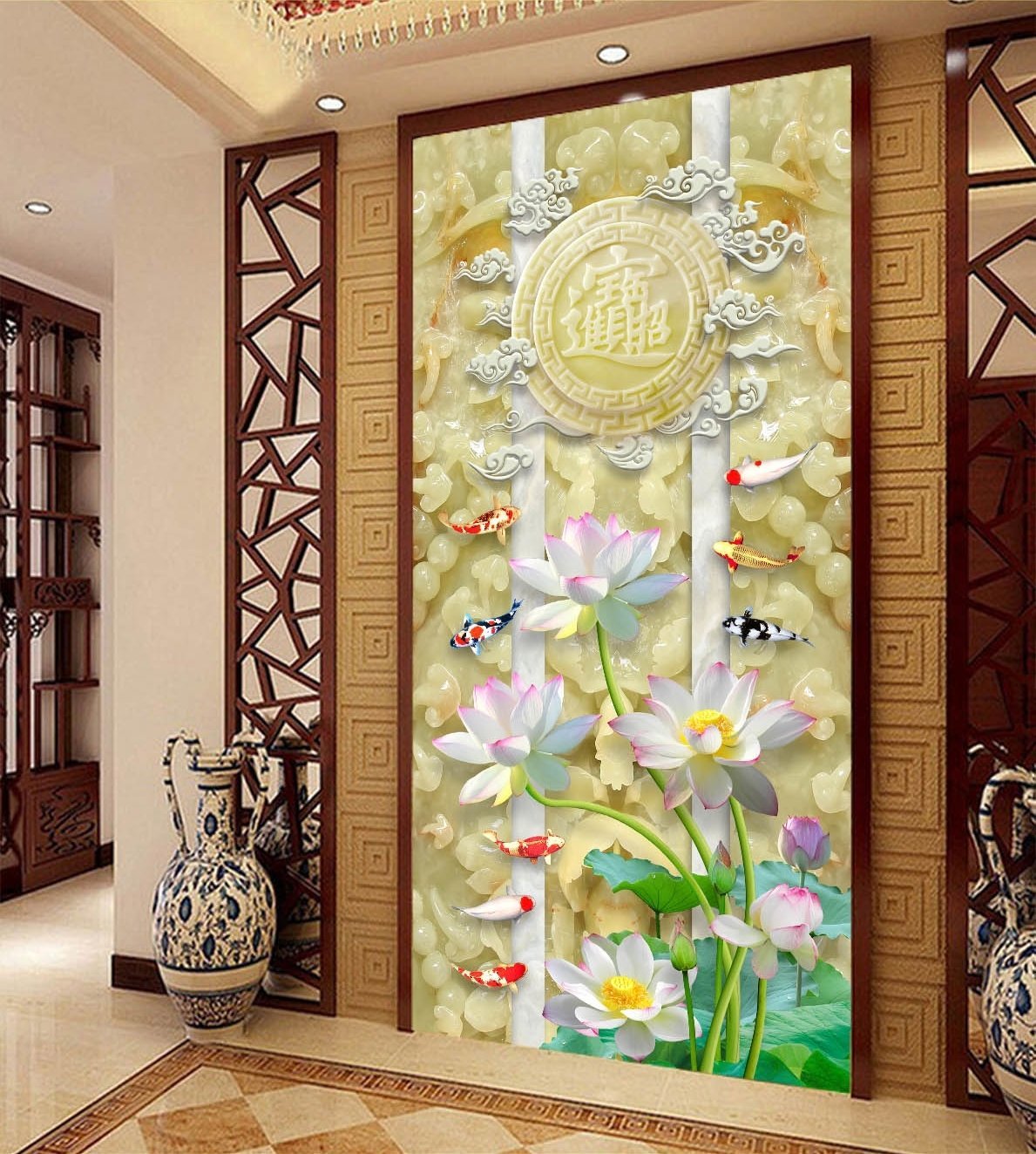 3D Lotus Garden Card 397 Wallpaper AJ Wallpaper 