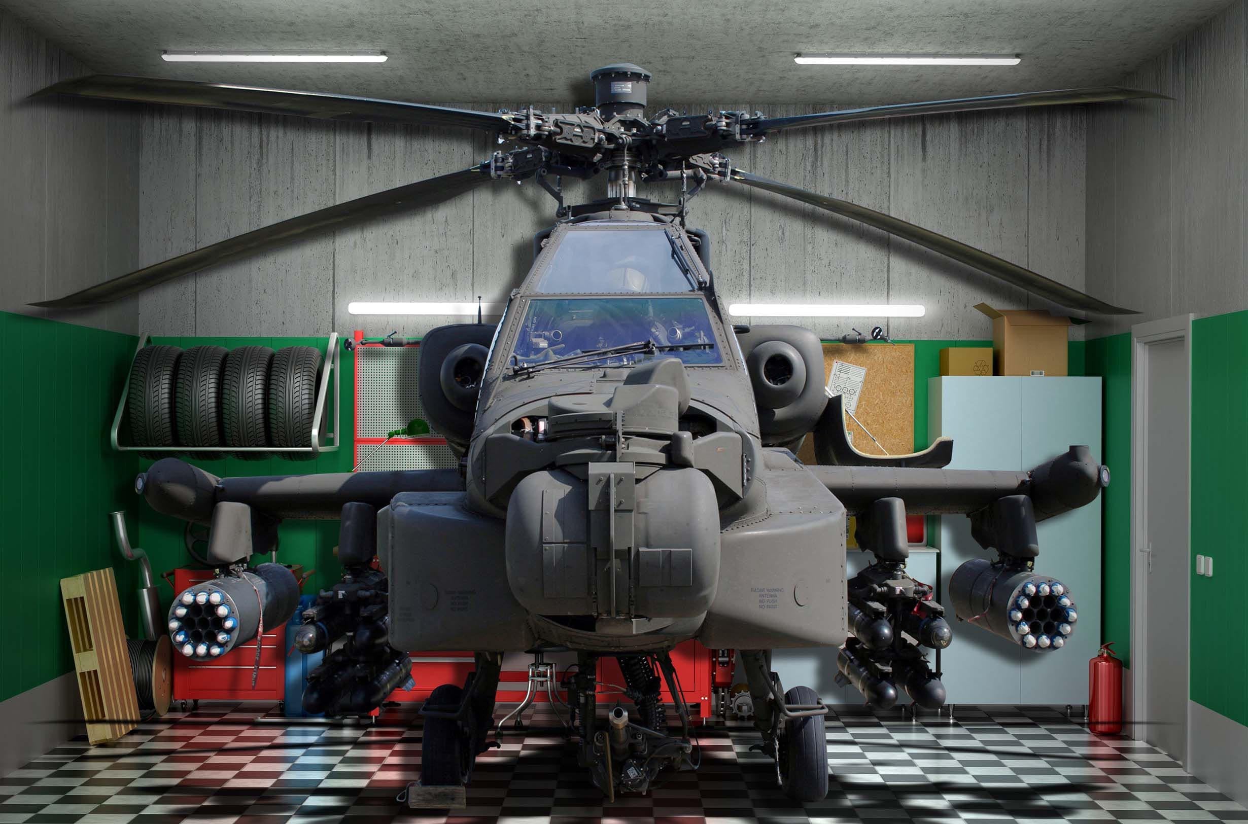 3D Fighter Helicopter Garage Door Mural Wallpaper AJ Wallpaper 