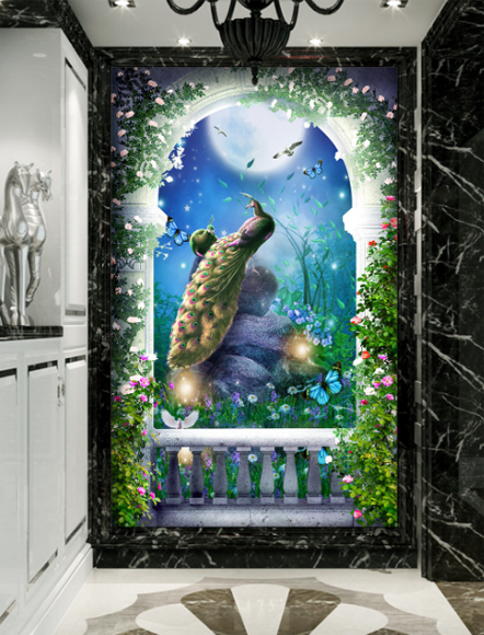 3D Peacock Floor Mural Wallpaper AJ Wallpaper 2 