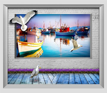 3D Seagull River Boats 342 Wallpaper AJ Wallpaper 