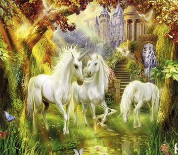 3D White Horses Forest 424 Wallpaper AJ Wallpaper 
