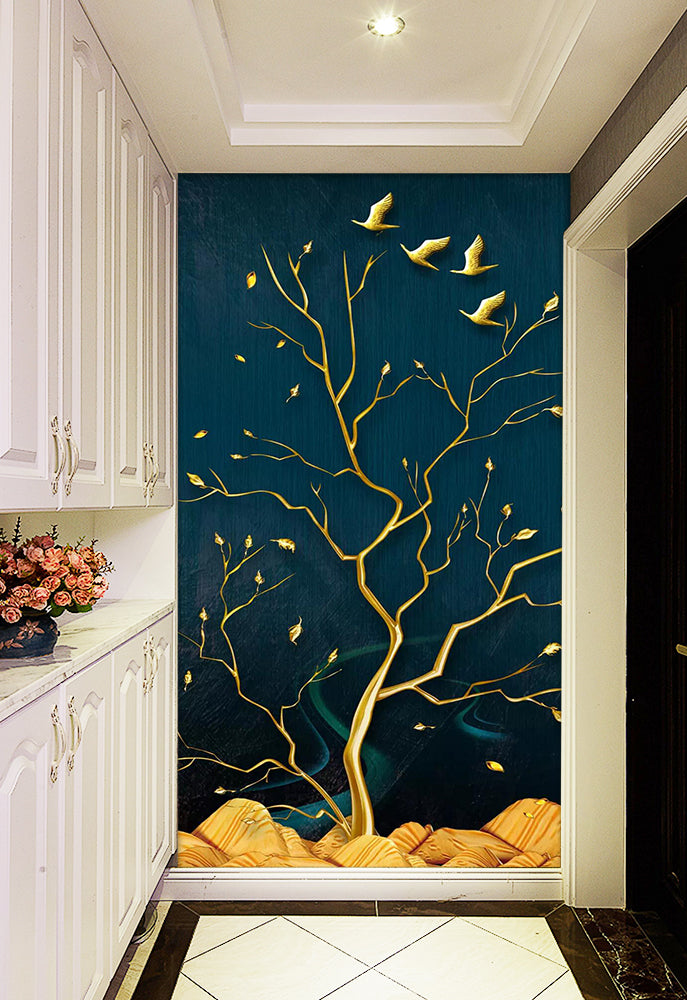 3D Golden Tree WC844 Wall Murals