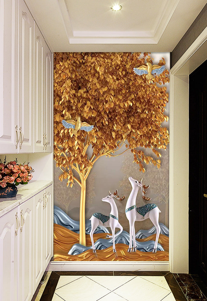 3D Tree Fawn Dove WC849 Wall Murals