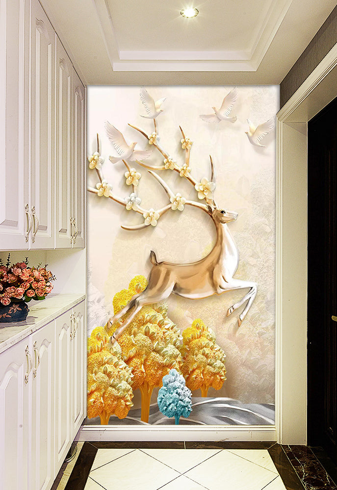 3D Yellow Tree Fawn WC815 Wall Murals