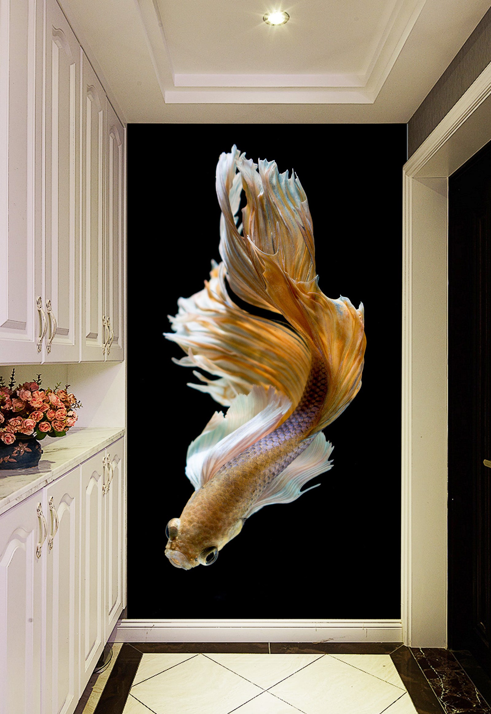 3D Yellow Koi 103 Wall Murals
