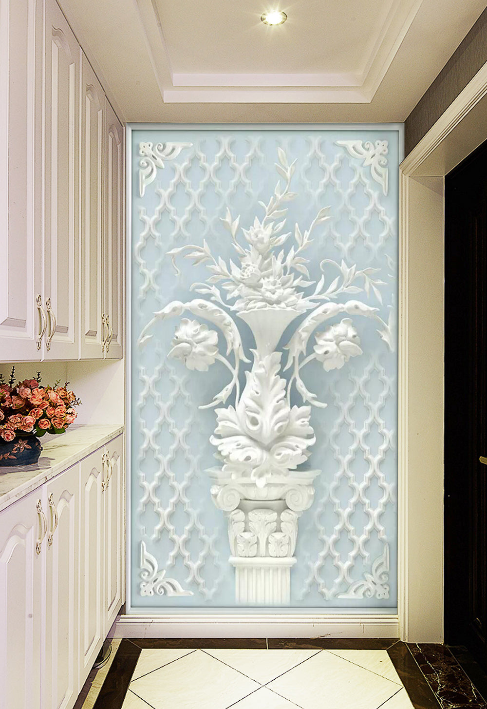 3D Carved Pillar Flower WC838 Wall Murals