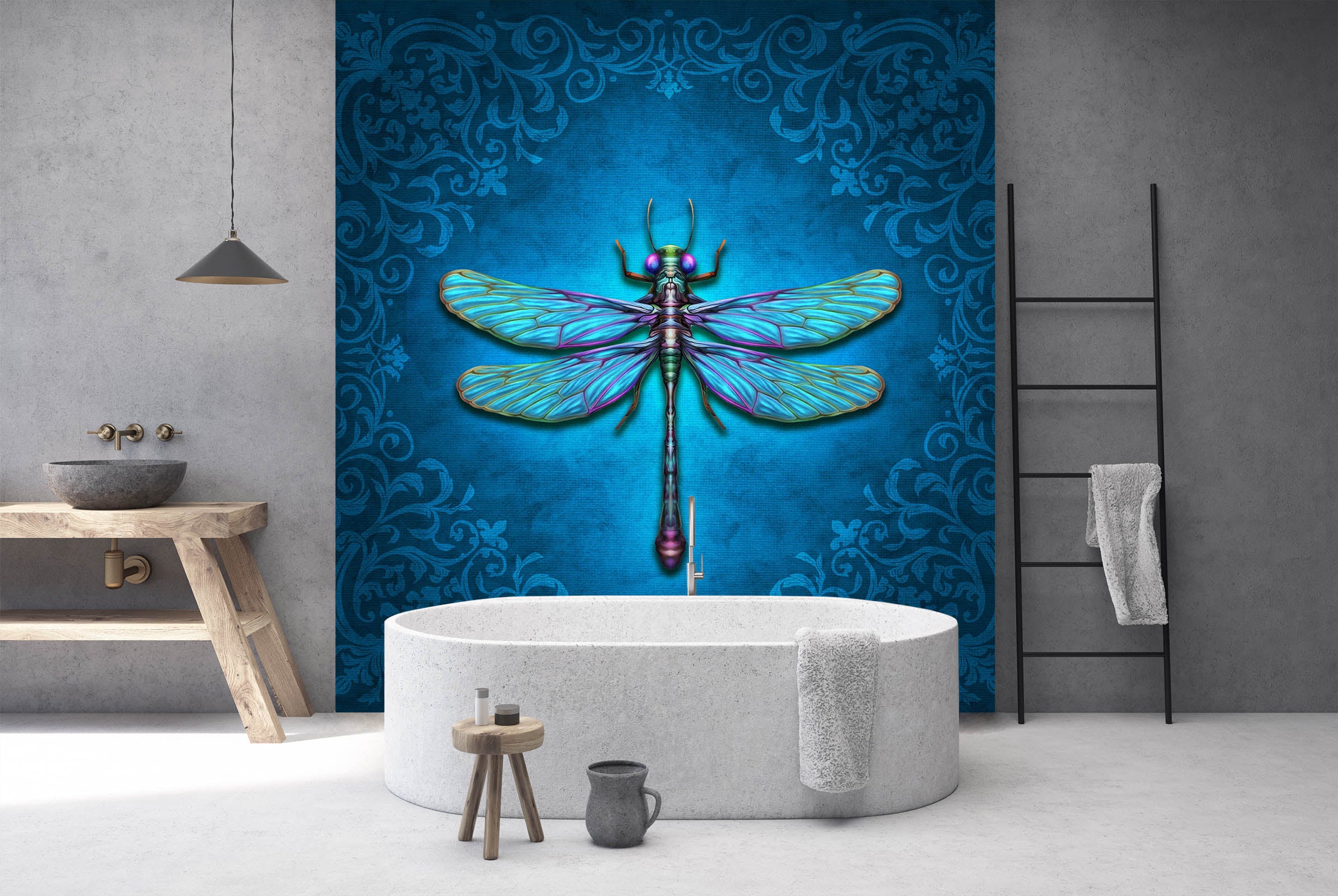 3D Blue Dragonfly 8763 Brigid Ashwood Wall Mural Wall Murals