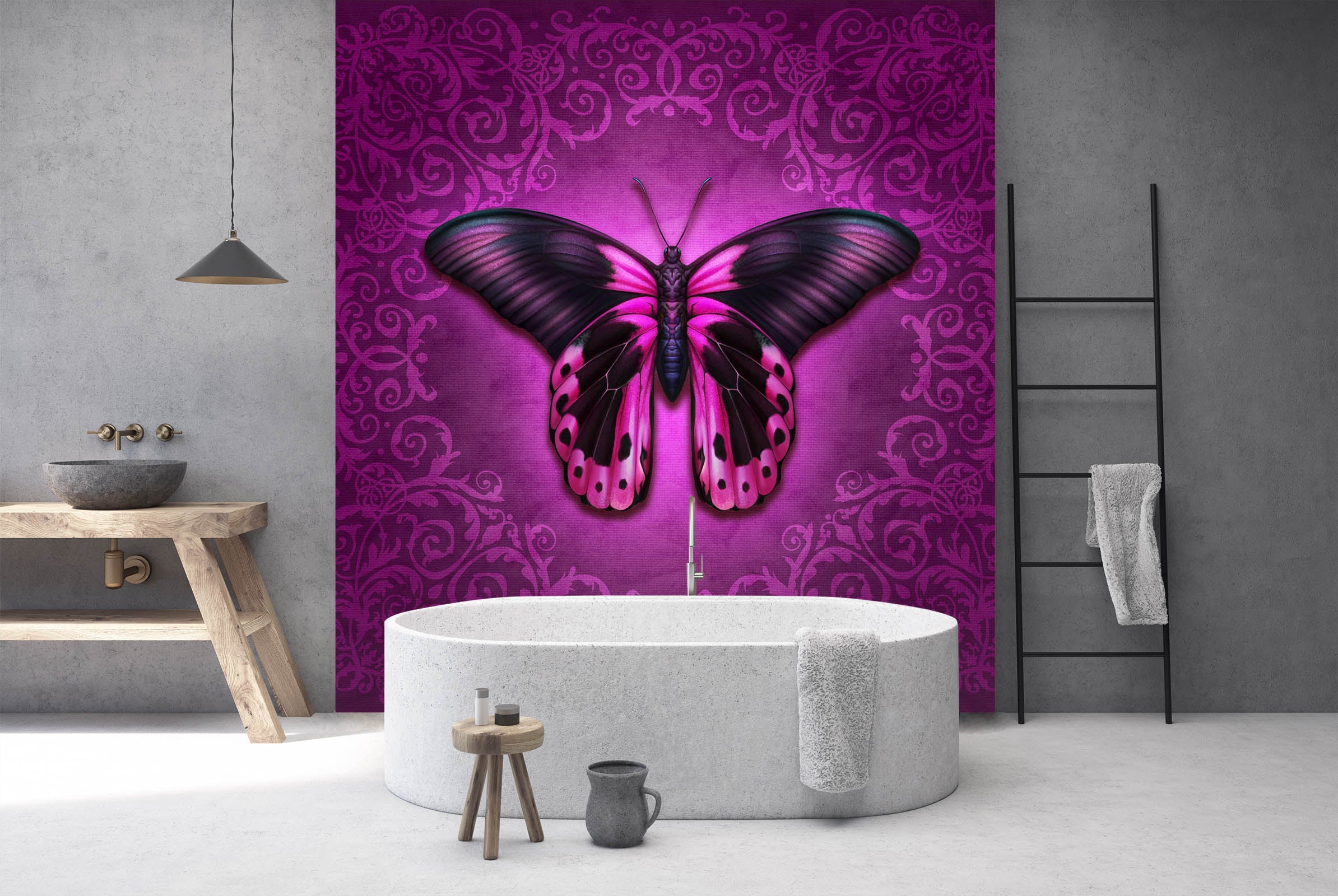 3D Pink Butterfly 8762 Brigid Ashwood Wall Mural Wall Murals
