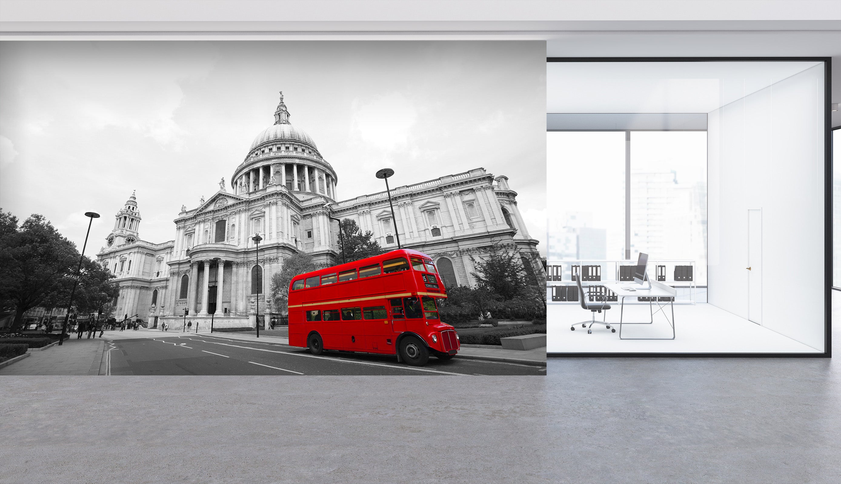 3D Villa Red Bus 071 Vehicle Wall Murals