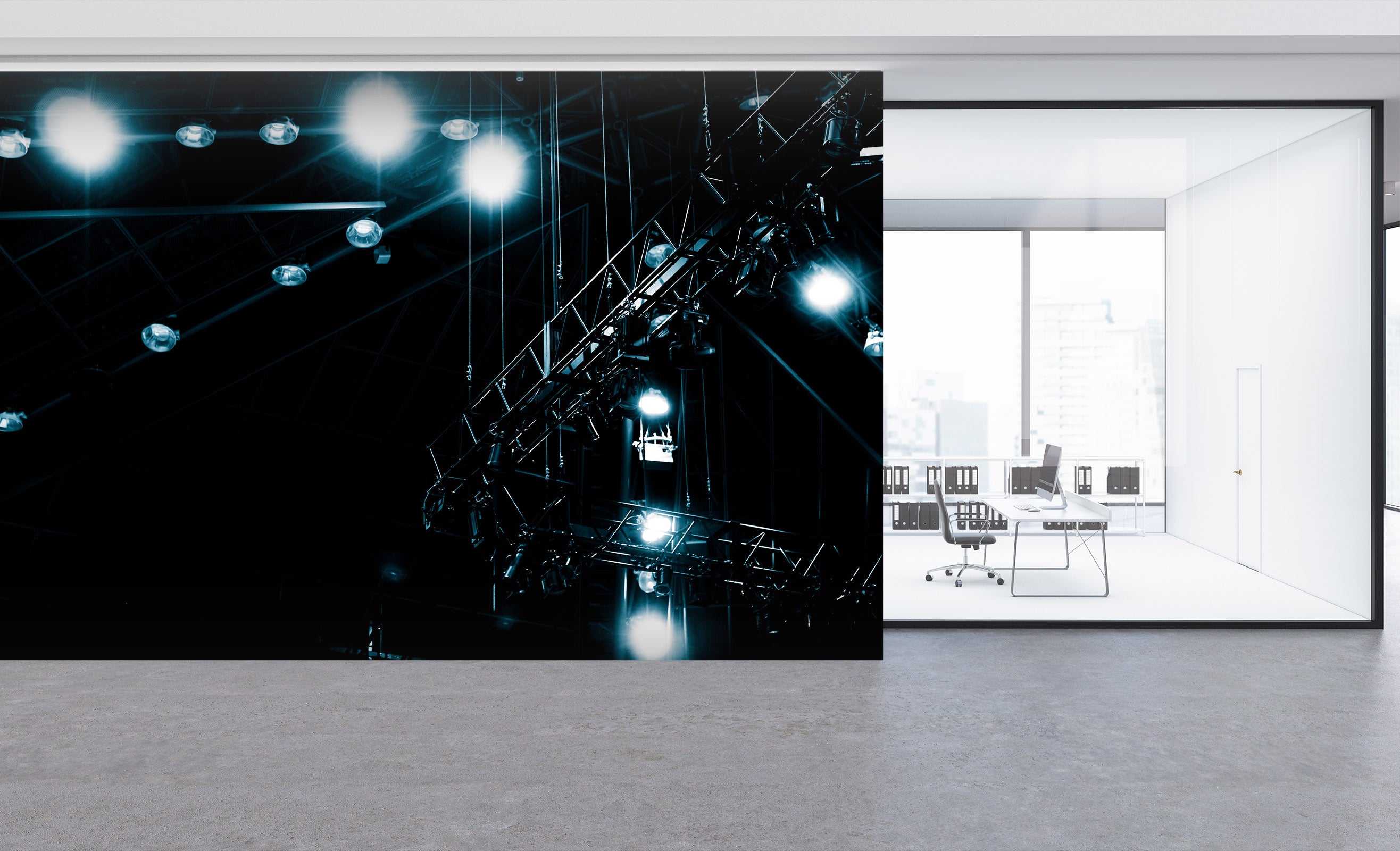 3D Steel Frame Lighting 109 Noirblanc777 Wall Mural Wall Murals