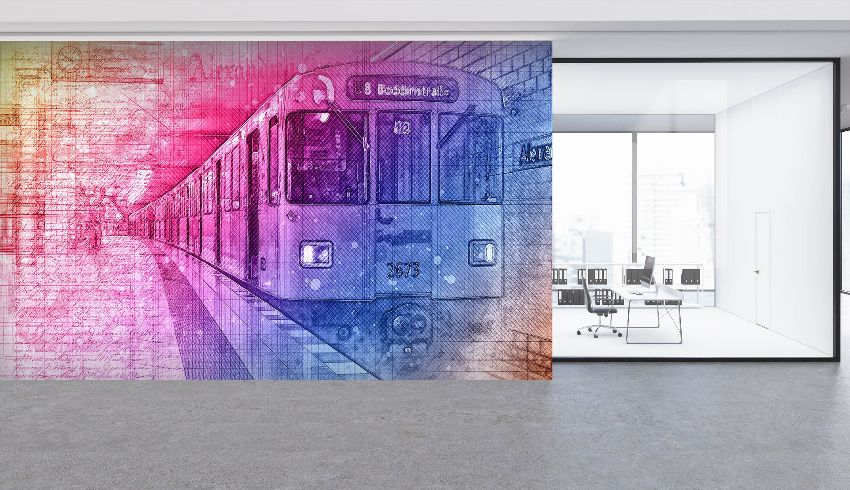 3D Red Train Pattern 046 Vehicle Wall Murals