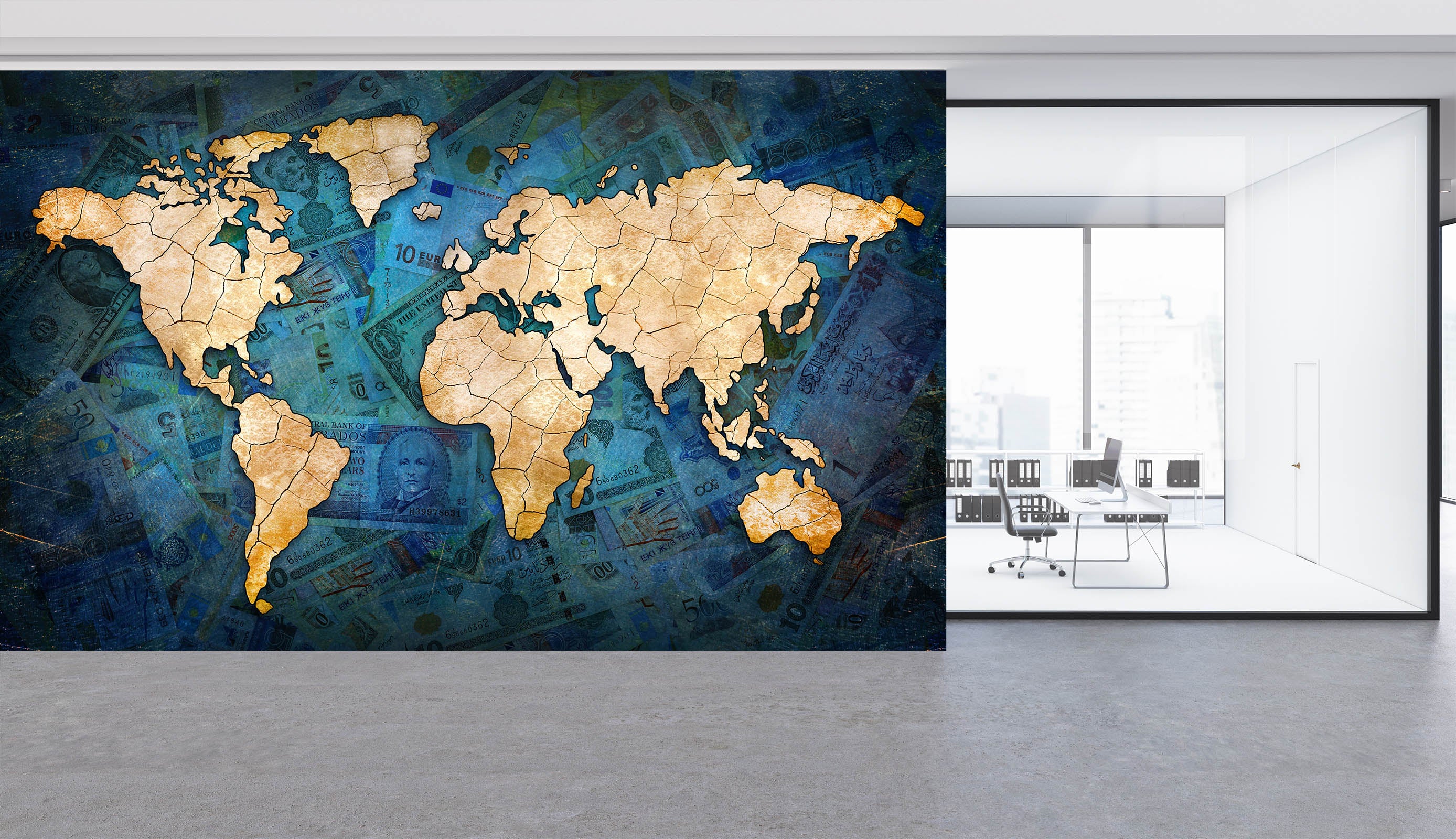 3D Irregular Pattern 2049 World Map Wall Murals