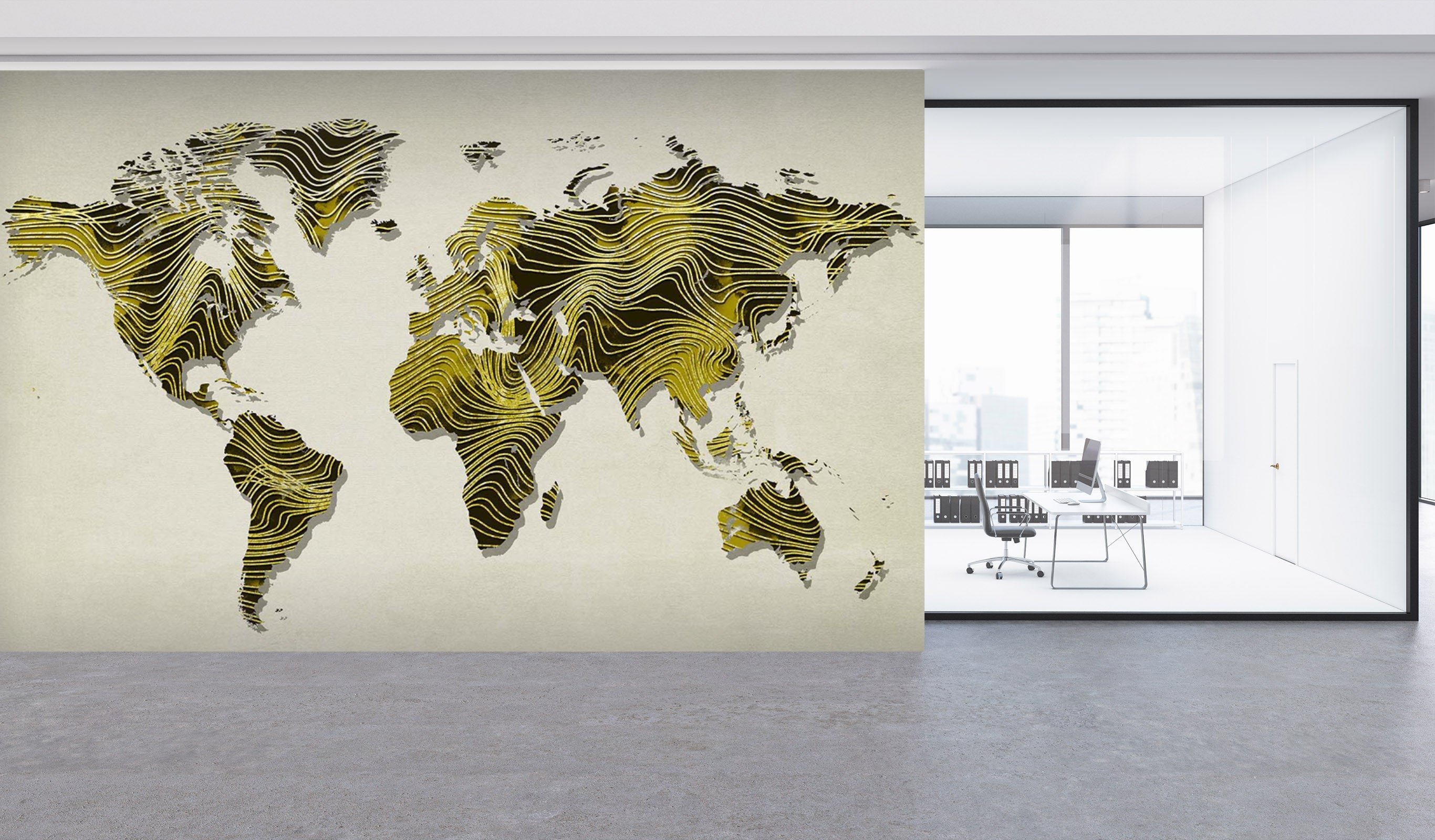 3D Golden Map 010 Wall Murals Wallpaper AJ Wallpaper 2 