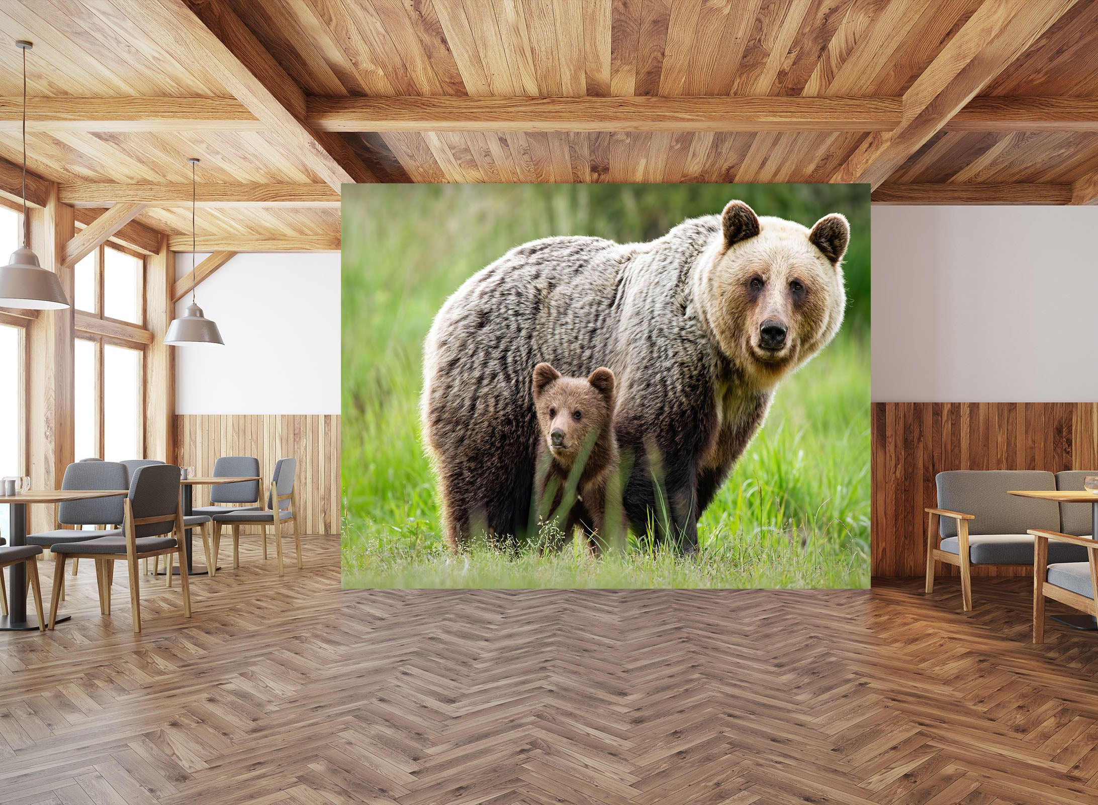 3D Big And Small Bear 57050 Wall Murals