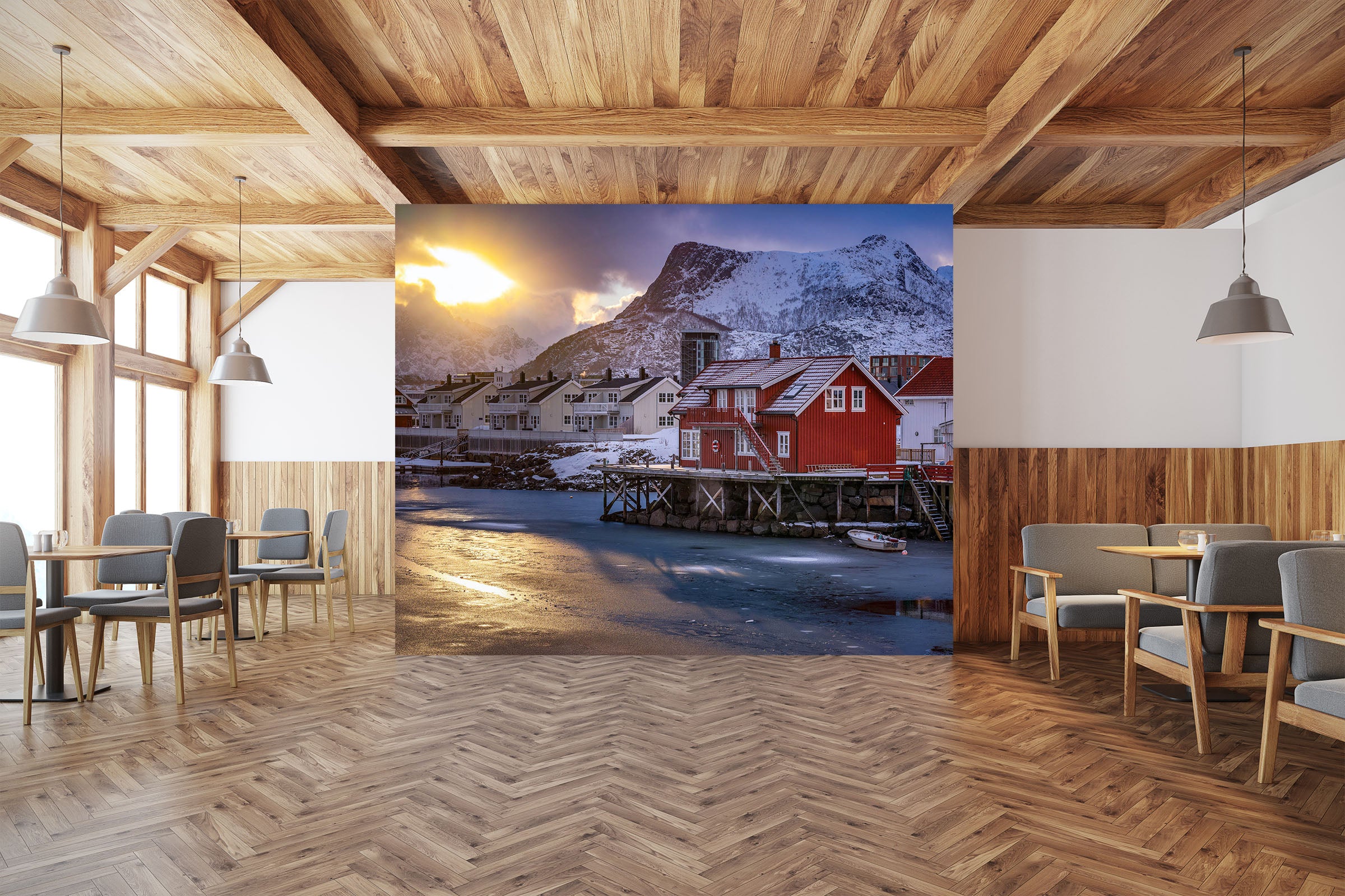 3D Snow Mountain Sunrise 1408 Marco Carmassi Wall Mural Wall Murals
