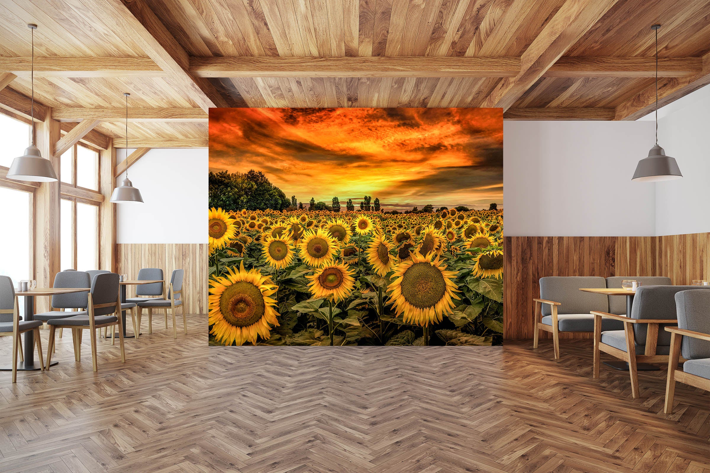 3D Sunflower Garden 1447 Marco Carmassi Wall Mural Wall Murals