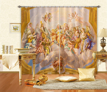 3D Violin Playing 043 Curtains Drapes Curtains AJ Creativity Home 