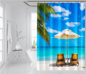 3D Parasol Beach 047 Shower Curtain 3D Shower Curtain AJ Creativity Home 