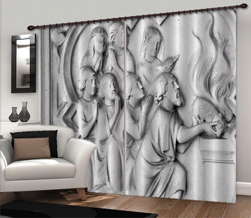 3D Praying Sheep 010 Curtains Drapes Curtains AJ Creativity Home 
