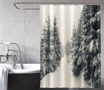 3D Snow Cover Tree 020 Shower Curtain 3D Shower Curtain AJ Creativity Home 