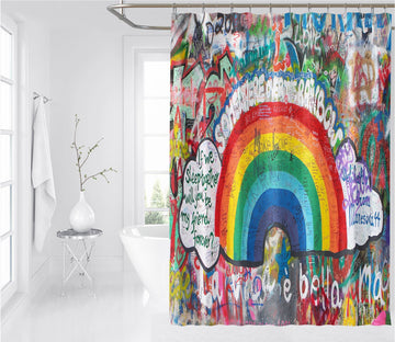 3D Graffiti Rainbow 1 Shower Curtain 3D Shower Curtain AJ Creativity Home 