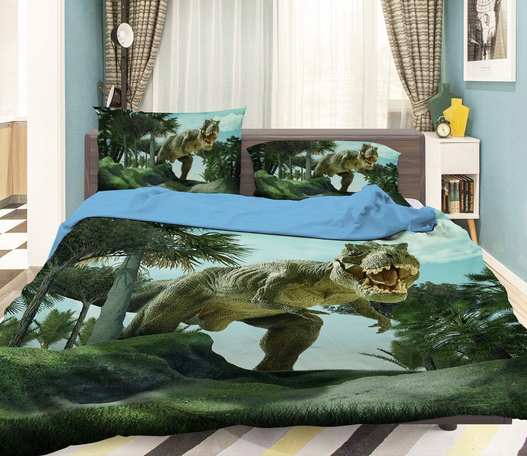 3D Moss Woods Dinosaur 088 Bed Pillowcases Quilt Wallpaper AJ Wallpaper 