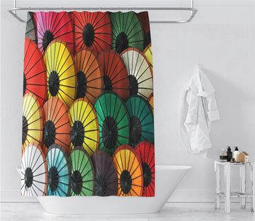 3D Colored Paper Umbrella 002 Shower Curtain 3D Shower Curtain AJ Creativity Home 