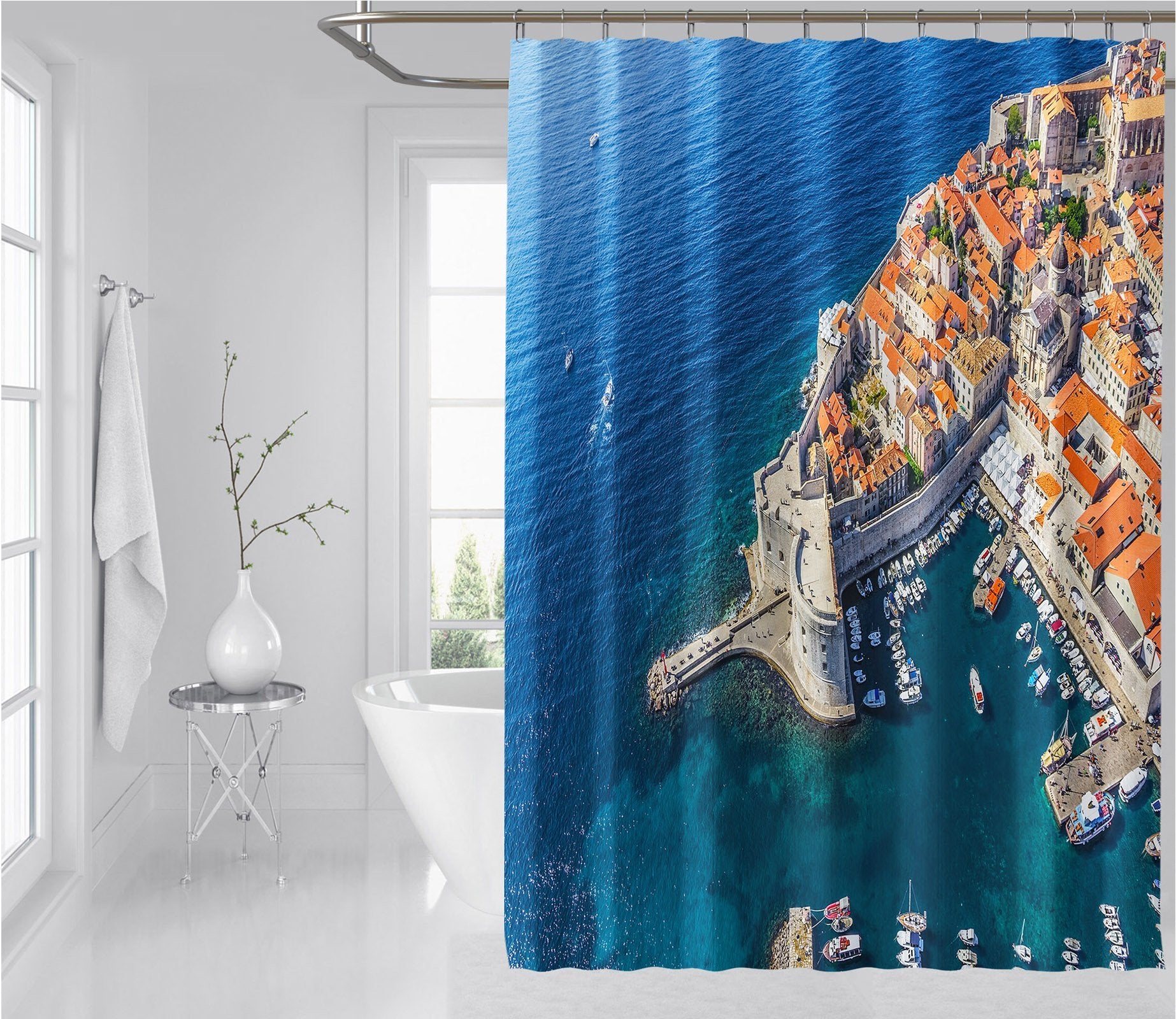 3D Seawater Small Town 050 Shower Curtain 3D Shower Curtain AJ Creativity Home 