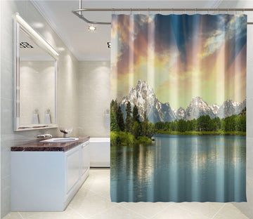 3D Lake Water Snow Mountain 029 Shower Curtain 3D Shower Curtain AJ Creativity Home 
