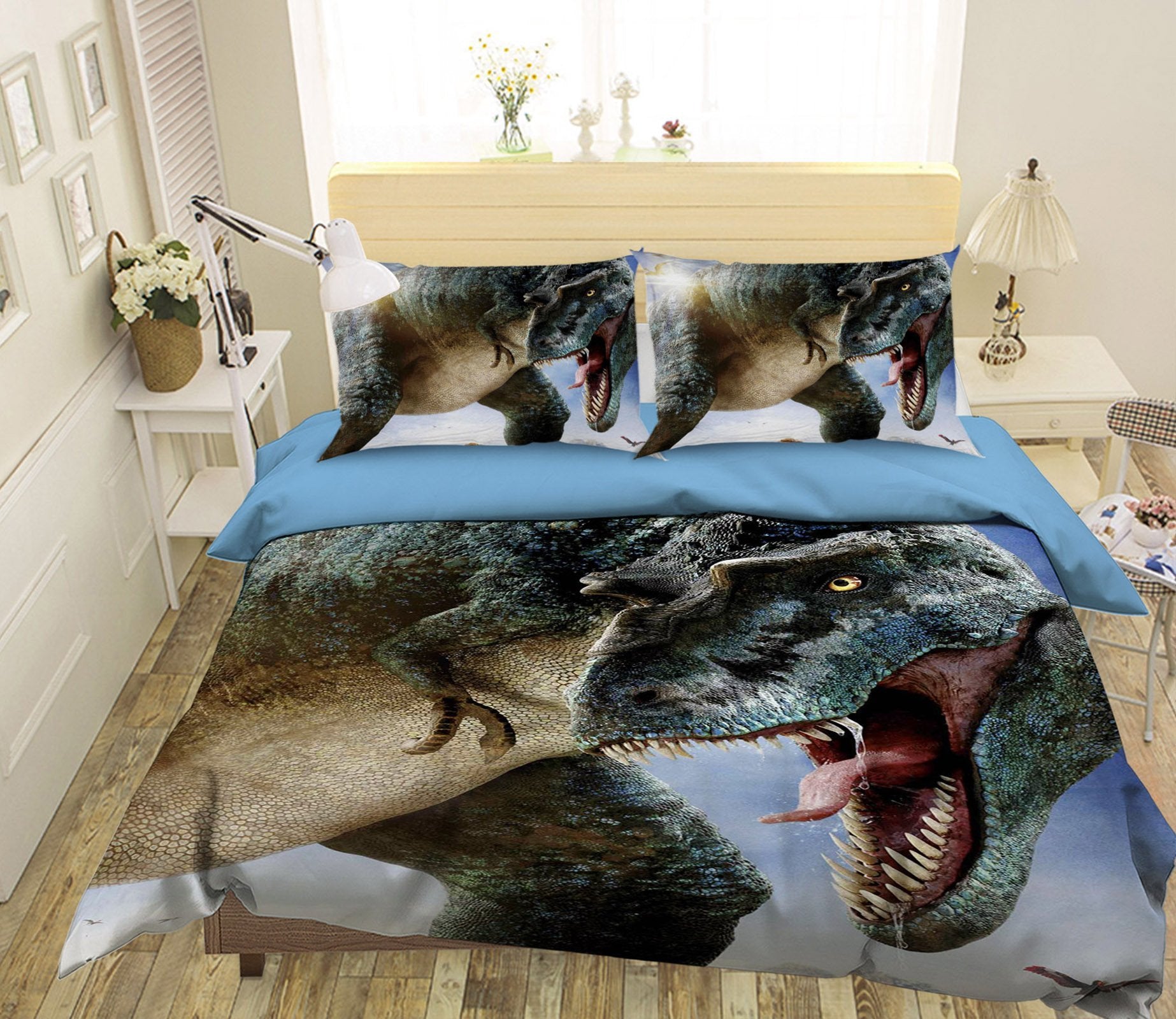 3D Sunshine Tyrannosaurus 072 Bed Pillowcases Quilt Wallpaper AJ Wallpaper 