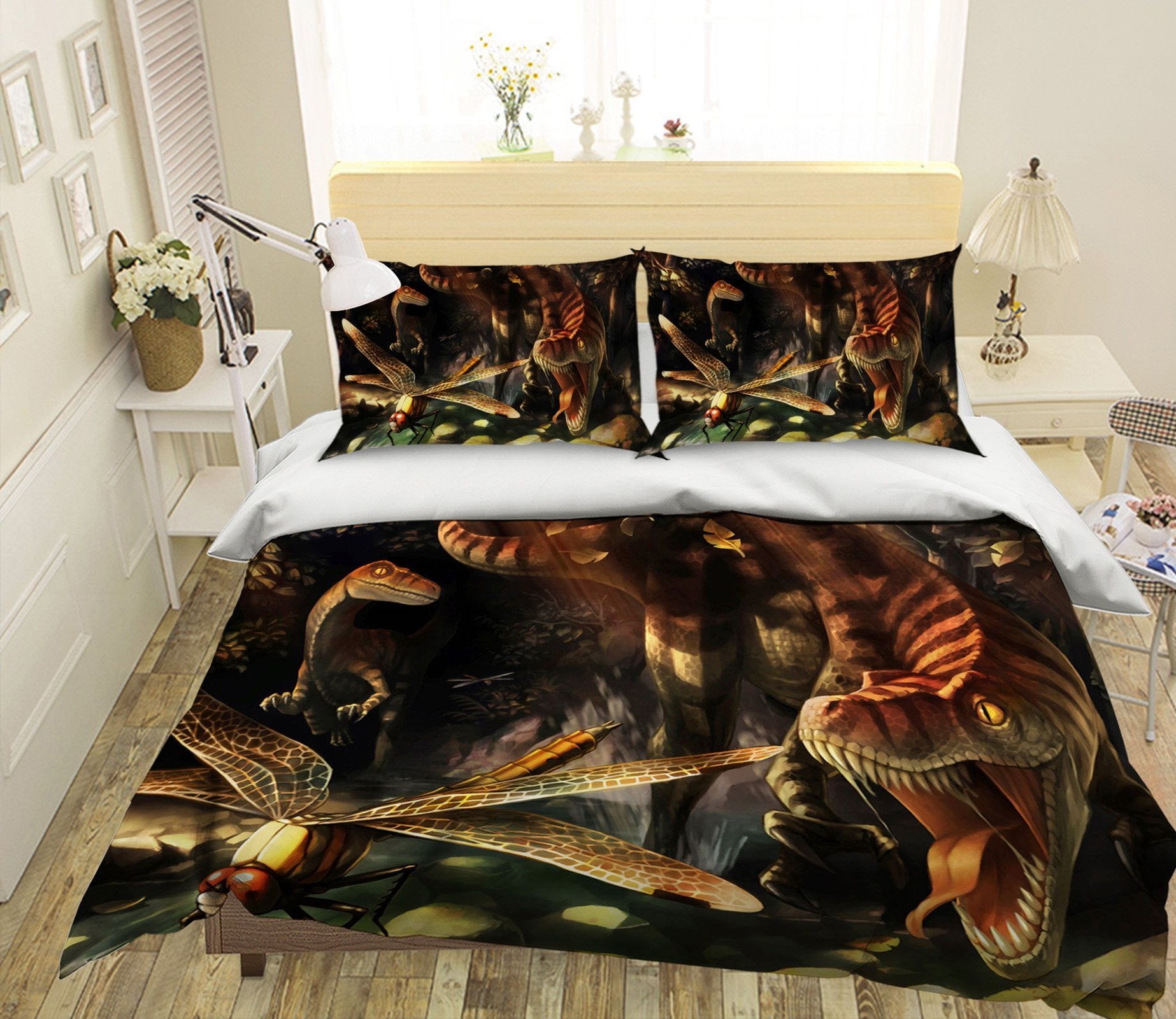 3D Dinosaur Dragonfly 103 Bed Pillowcases Quilt Wallpaper AJ Wallpaper 