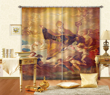 3D Old Man White Pigeon 031 Curtains Drapes Curtains AJ Creativity Home 