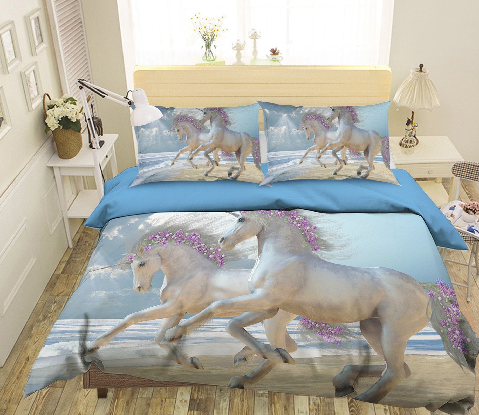 3D Flower Unicorn 034 Bed Pillowcases Quilt Wallpaper AJ Wallpaper 