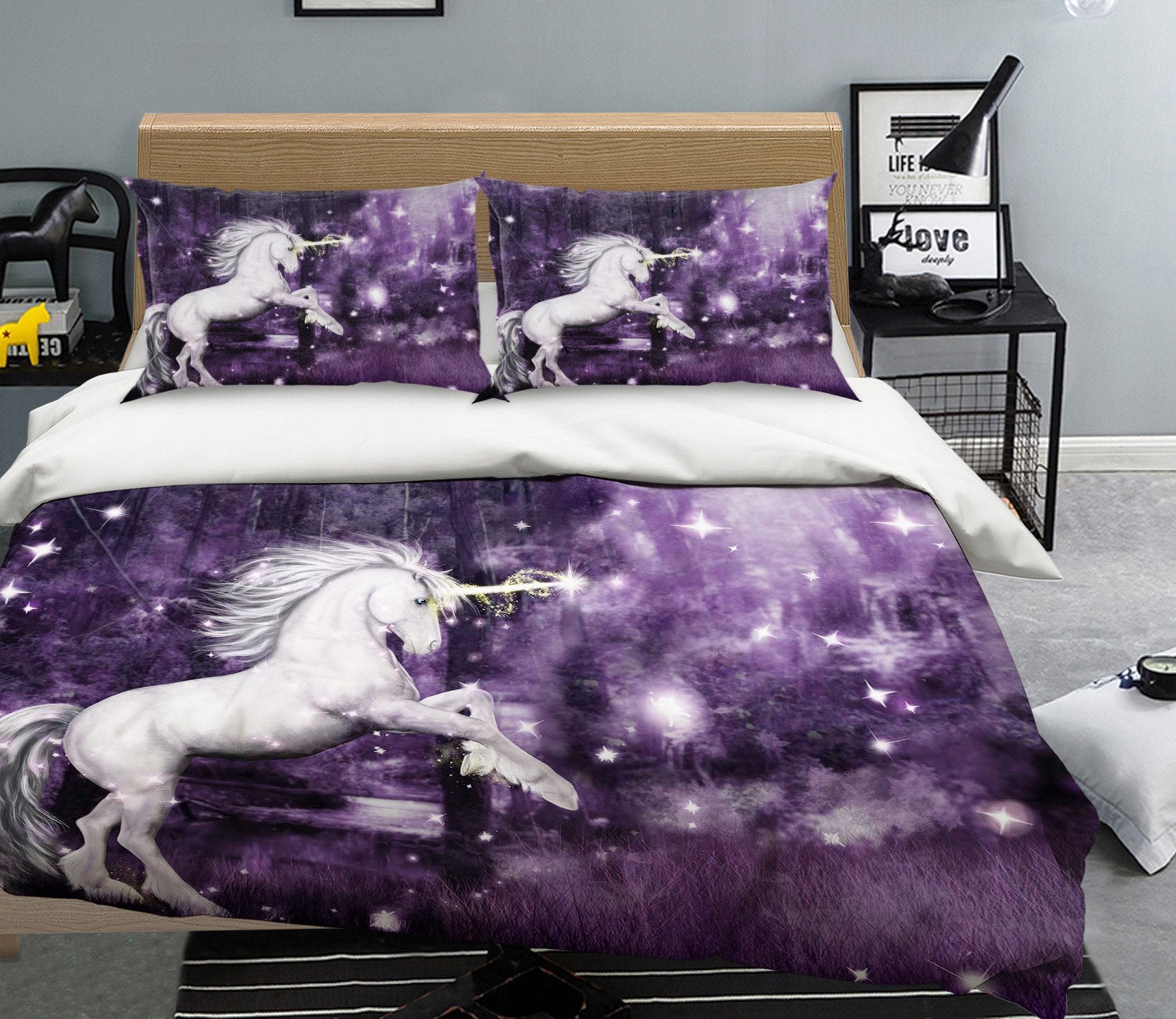 3D Magic Unicorn 049 Bed Pillowcases Quilt Wallpaper AJ Wallpaper 