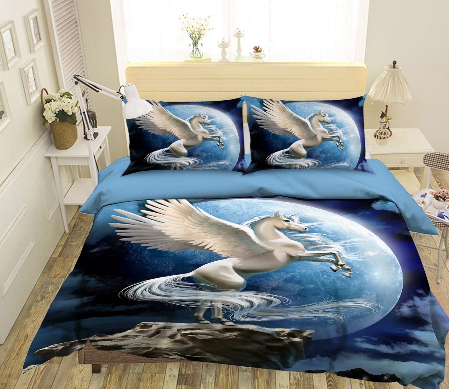 3D Round Moon Unicorn 046 Bed Pillowcases Quilt Wallpaper AJ Wallpaper 