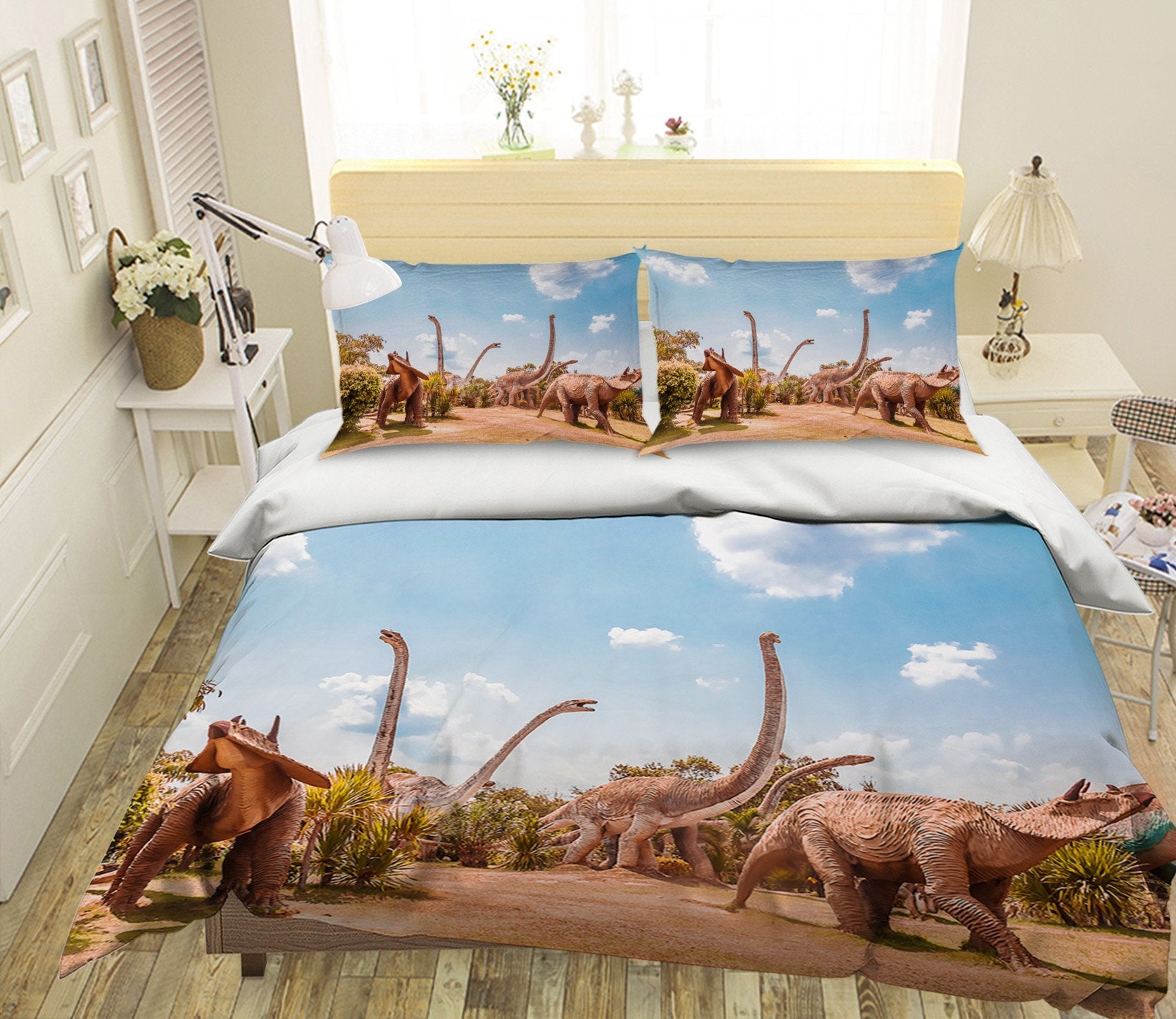 3D Brontosaurus Group 089 Bed Pillowcases Quilt Wallpaper AJ Wallpaper 