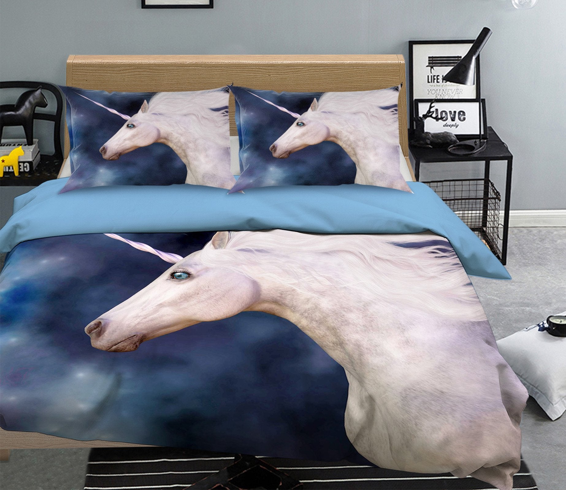 3D Star Half Body Unicorn 045 Bed Pillowcases Quilt Wallpaper AJ Wallpaper 