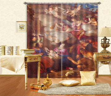 3D Little Aangel Flying 036 Curtains Drapes Curtains AJ Creativity Home 
