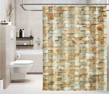 3D Stone Brick 014 Shower Curtain 3D Shower Curtain AJ Creativity Home 