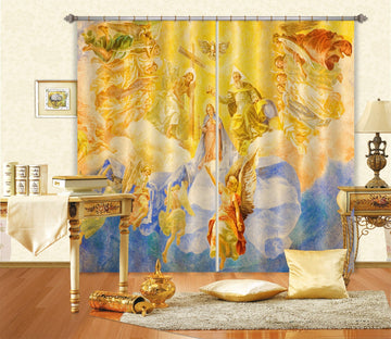 3D Pigeon Cross 028 Curtains Drapes Curtains AJ Creativity Home 