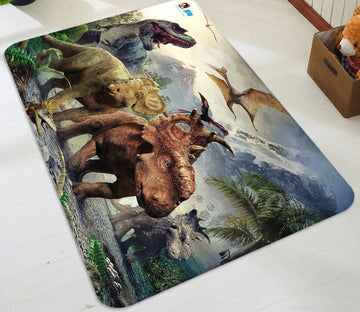 3D Mountain Dinosaur Group 28 Non Slip Rug Mat Mat AJ Creativity Home 